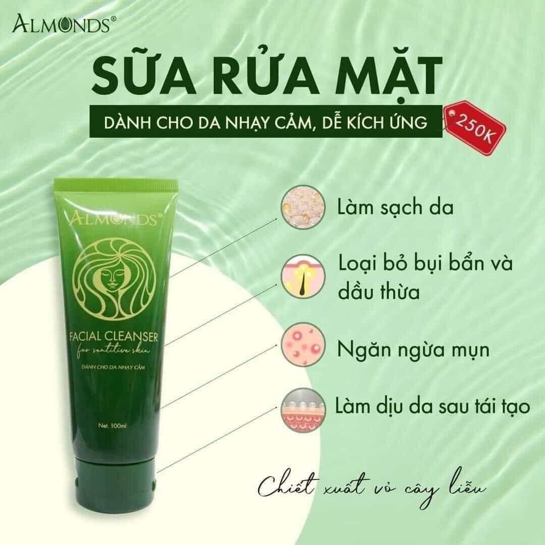 Sữa rửa mặt dành cho da nhảy cảm Almonds