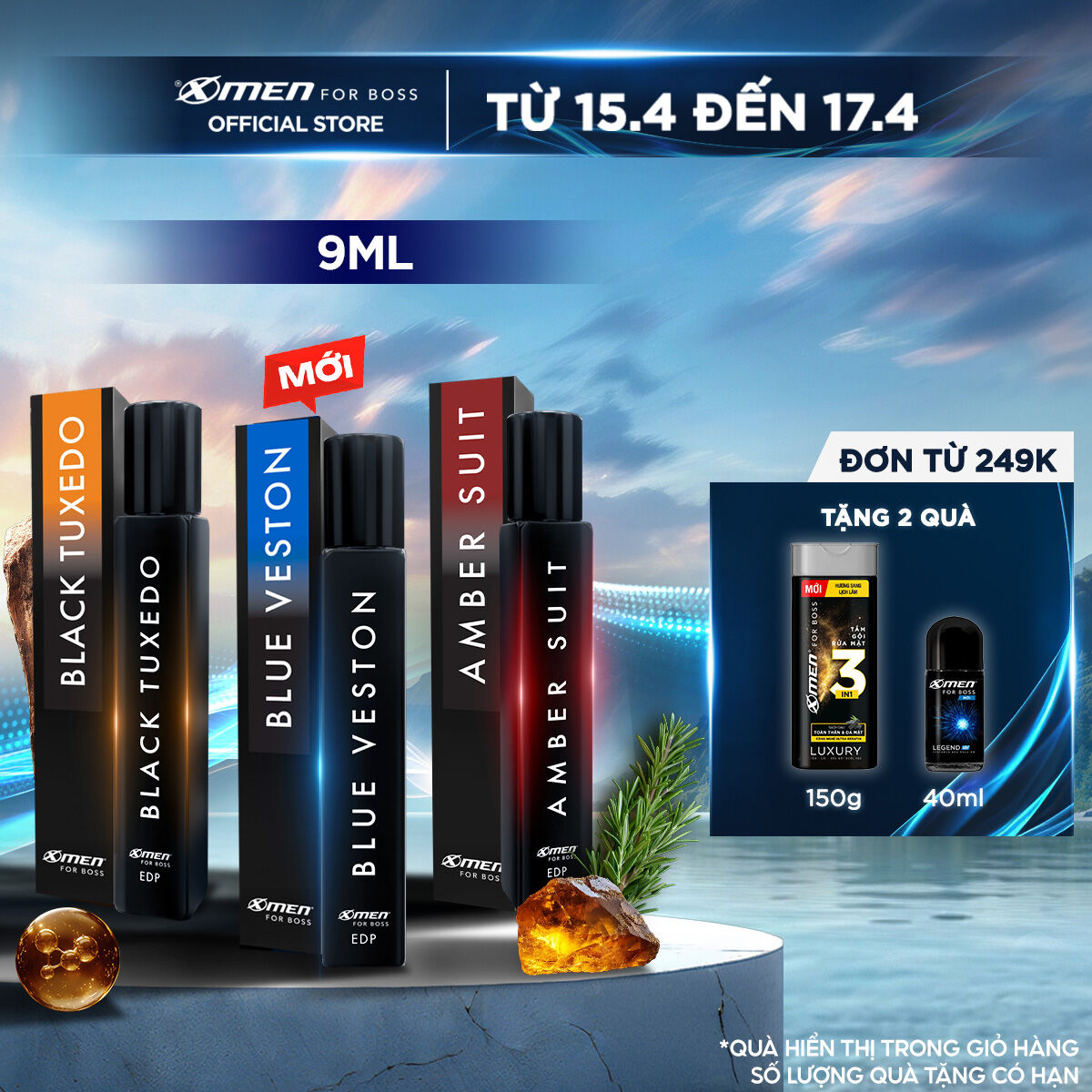 Nước Hoa Cao Cấp Xmen for Boss EDP Blue Veston /  Black Tuxedo /  Amber Suit 9ml