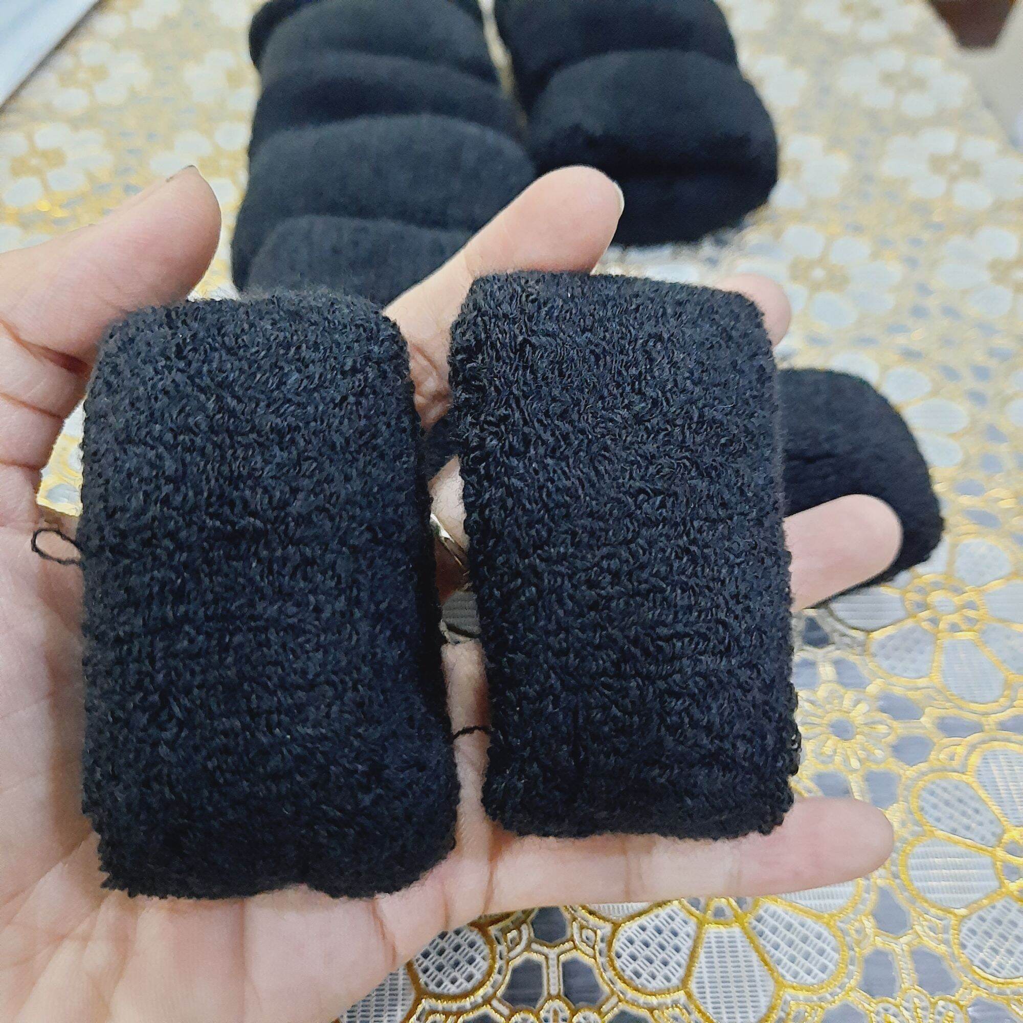 Túi 12 dây cột tóc len màu đen loại mềm tốt,xịn (bản 3.5-4cm)
