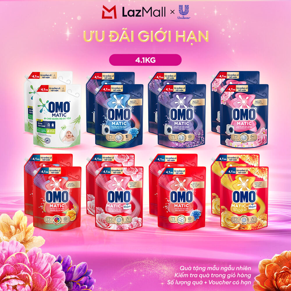 Combo 2 túi Nước giặt OMO Matic  túi 3.6/3.9/4.1kg (bao bì tùy lô nhập hàng)