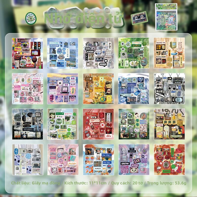 Yuxian | Nhãn Dán DIY Phong Cách Nhật Bản Retro 20 Tờ