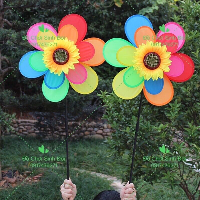 Chong chóng gió 2 tầng 40 cm hoa hướng dương - 1 cái