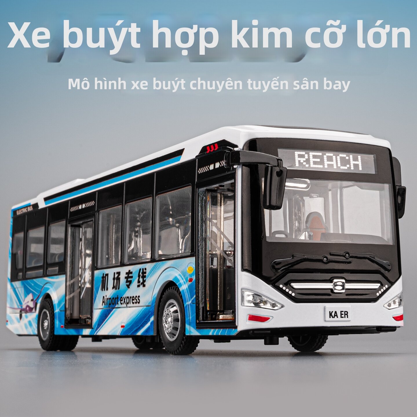 JUANNUO | Mô Hình Xe Buýt Năng Lượng Mới Hợp Kim Kích Thước Lớn