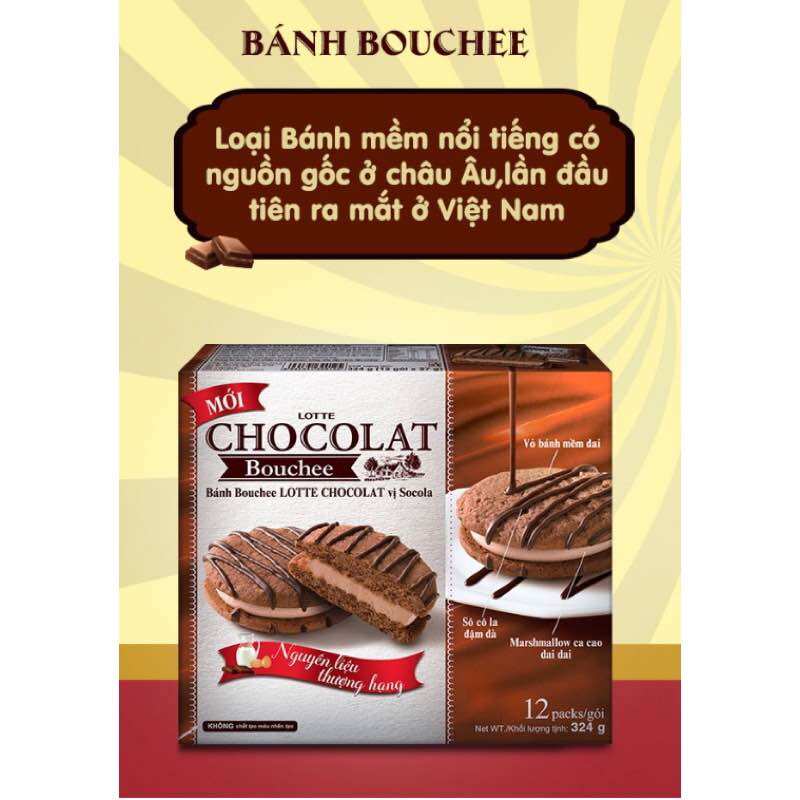BÁNH BOUCHEE LOTTE CHOCOLAT HỘP 324G (12 CHIẾC)