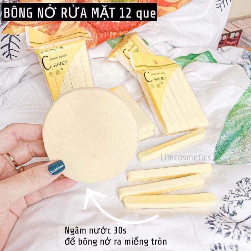 Set 12 mút rửa mặt bọt biển, bông nở rửa mặt