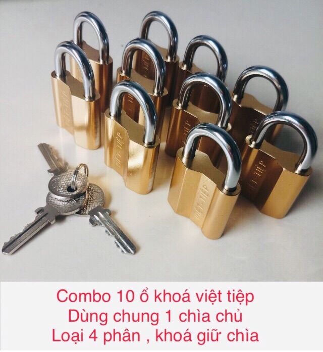 Combo 10 ổ khoá việt tiệp dùng chung 1 chìa chủ