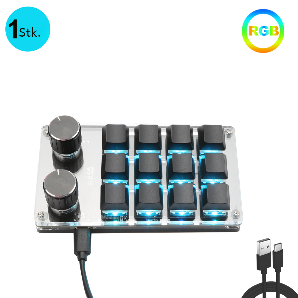 Tự lập trình bàn phím cơ bluetooth/usb có dây rgb mini 12/6/3 phím núm macro hotswap tương thích với macbook laptop