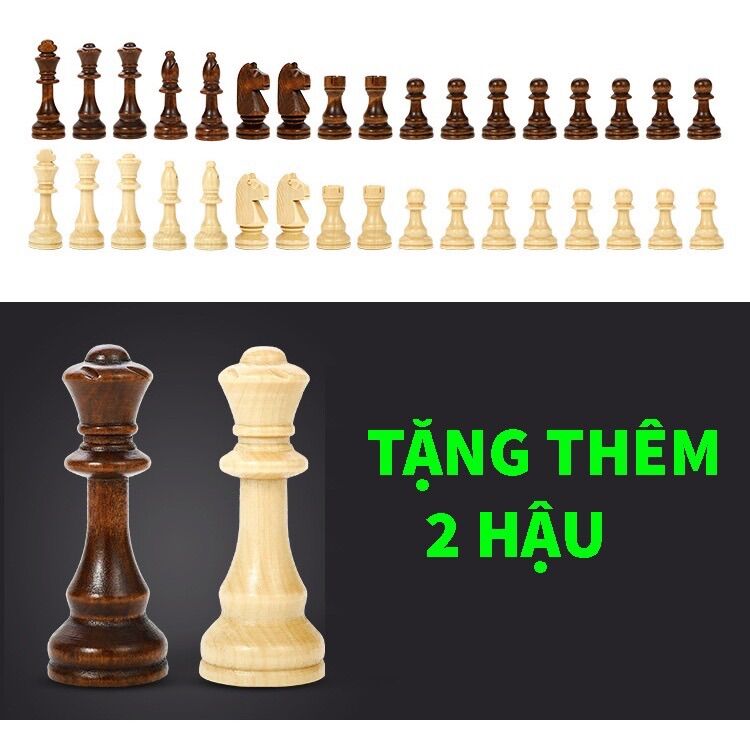 Bộ cờ vua gỗ hồng mộc cao cấp (tặng 2 hậu)
