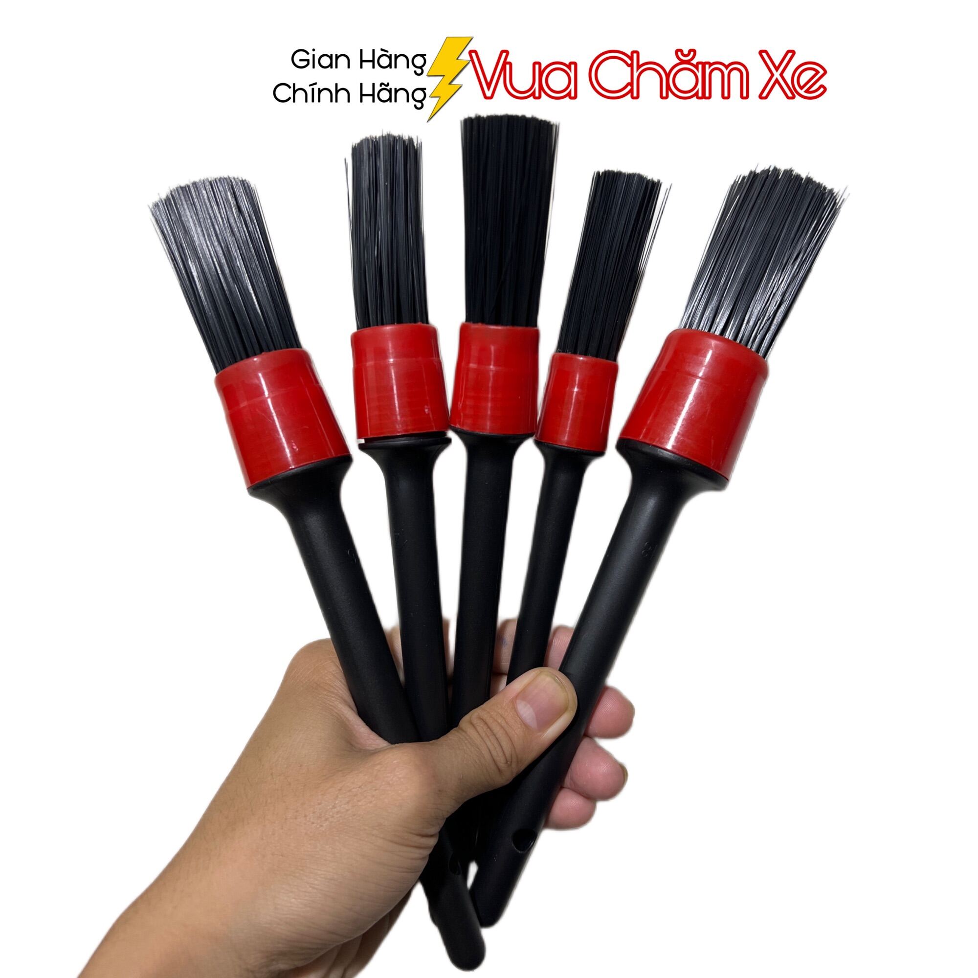 Bộ cọ rửa xe 5 cây cán nhựa , cọ nhựa rửa xe máy oto