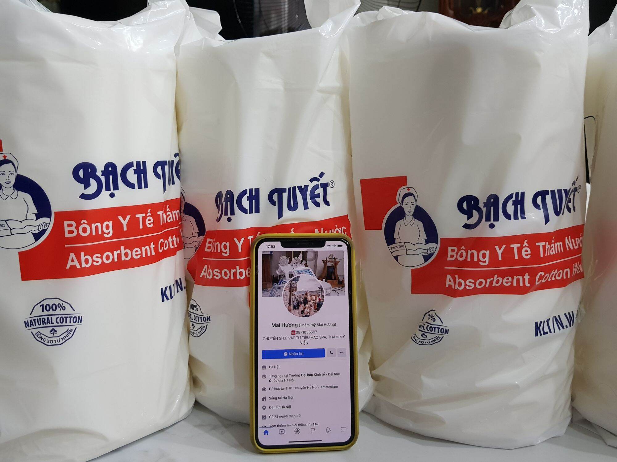 Bông y tế bạch tuyết cuộn 1kg hang loại 1 bông mềm mịn tự nhiên