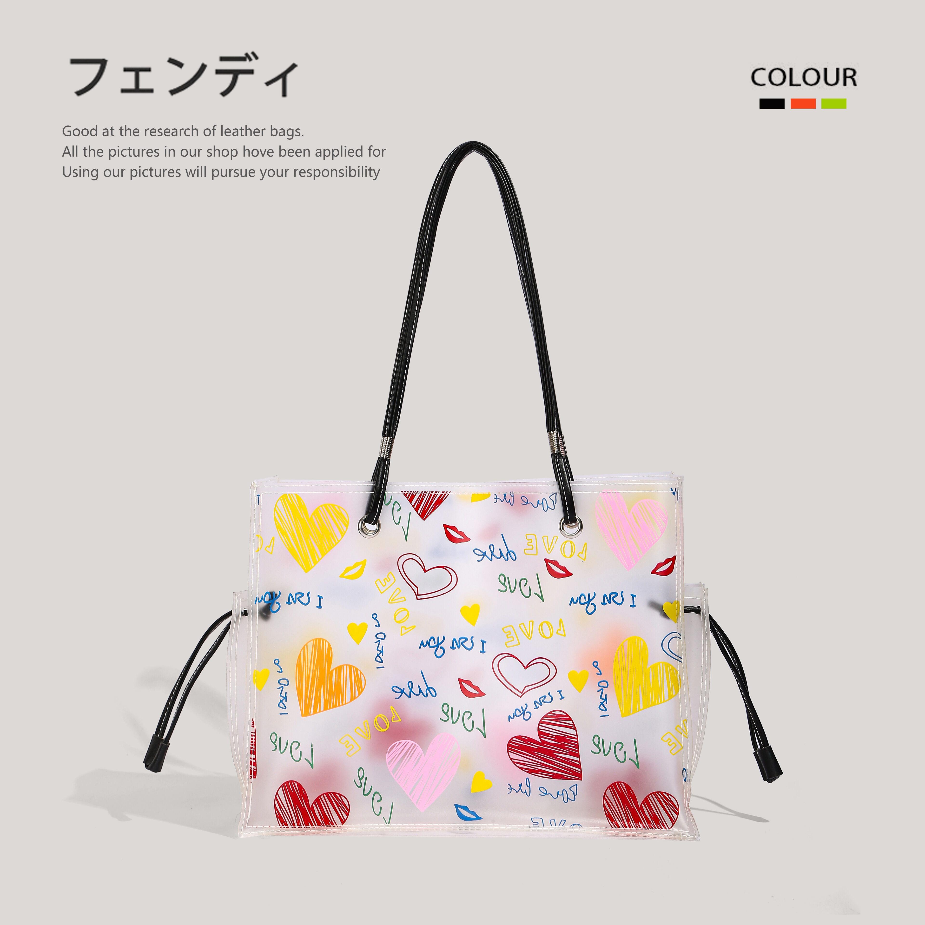 Fendi Nhật Bản 2023 Túi Tote Đeo Vai Jelly Beach Mới Acrylic Bán Trong Suốt Khóa Kéo Đóng Cửa Họa Ti