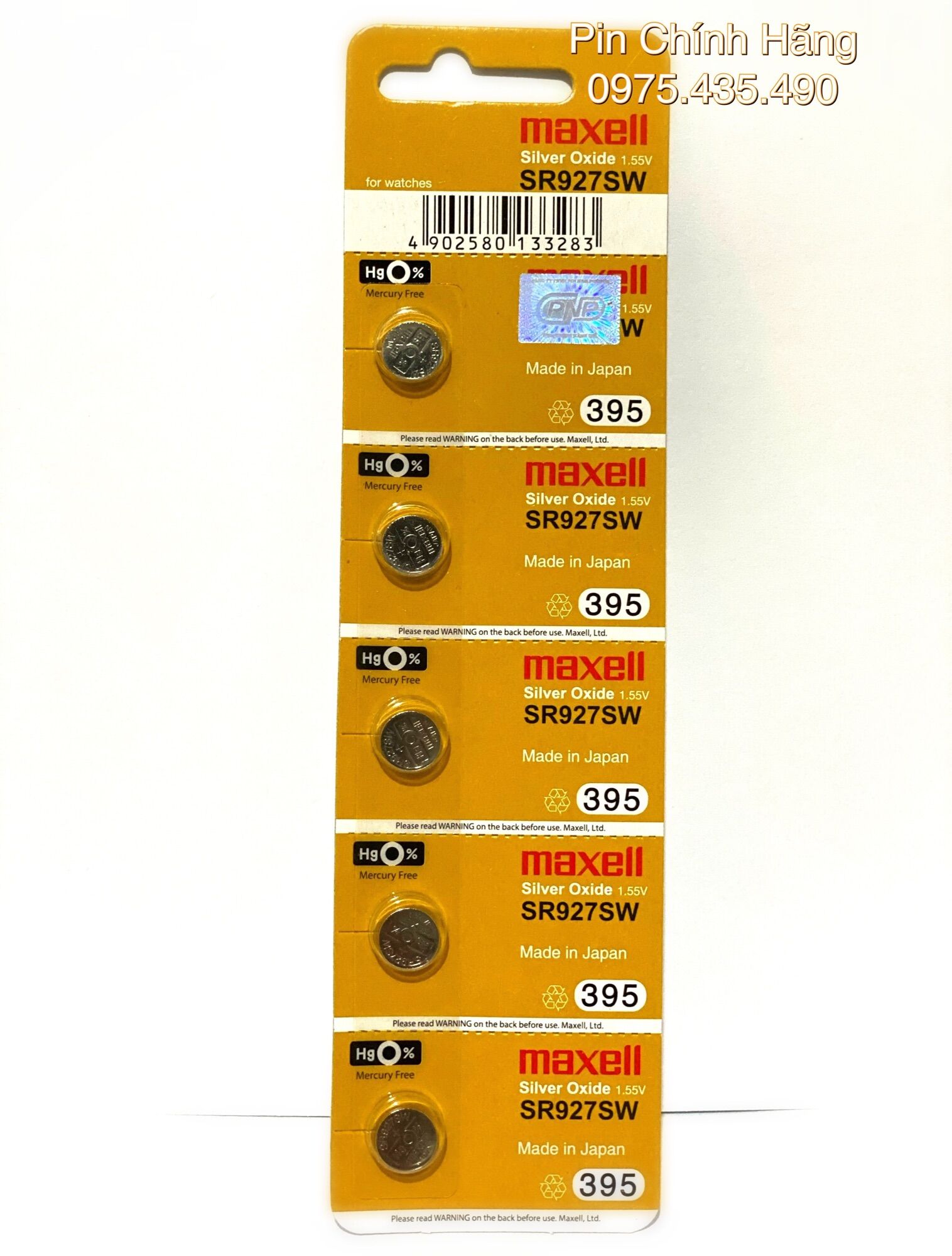 Pin đồng hồ sr927sw 395 maxell chính hãng nhật bản vỉ 5 viên