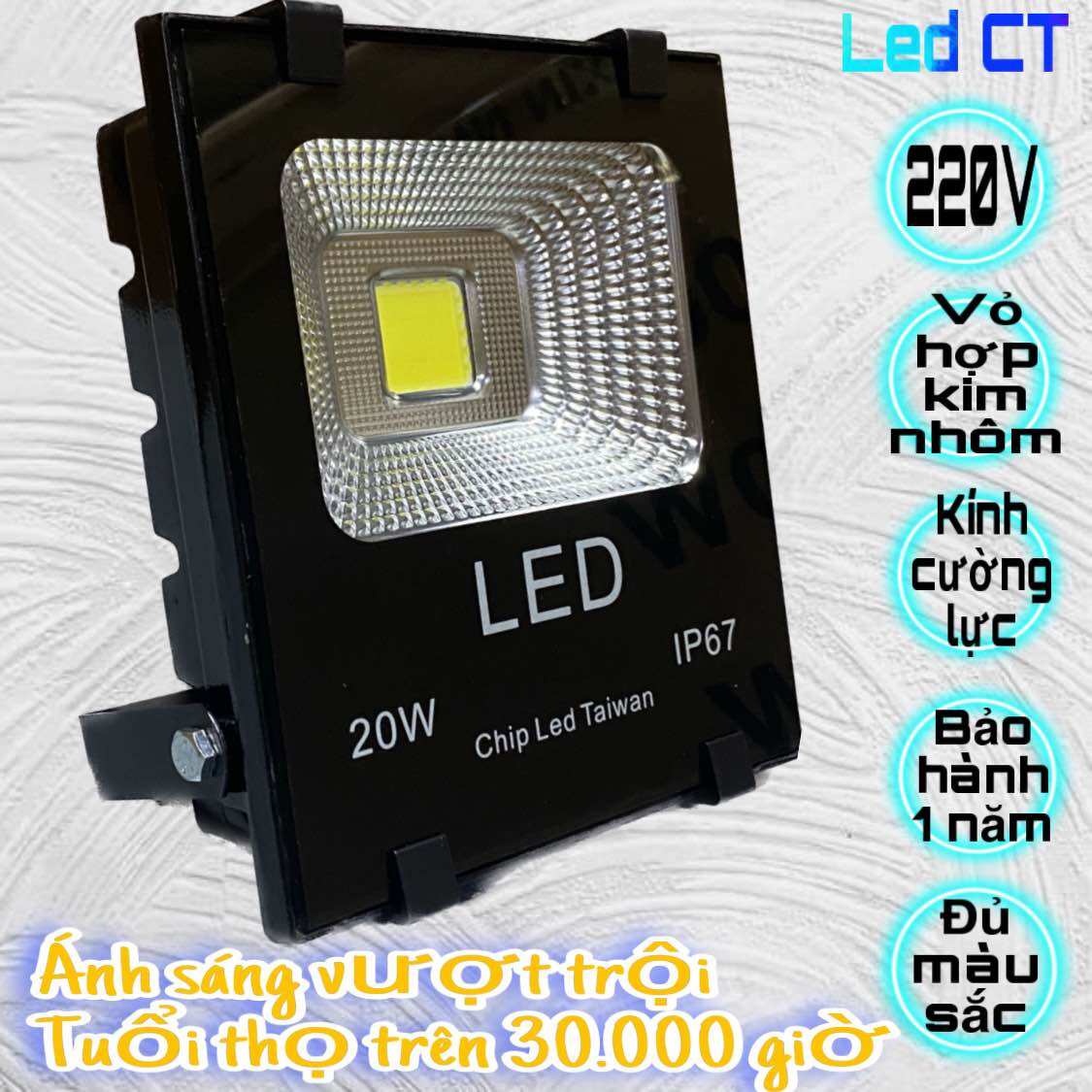 Đèn pha led 20w thân nhôm
