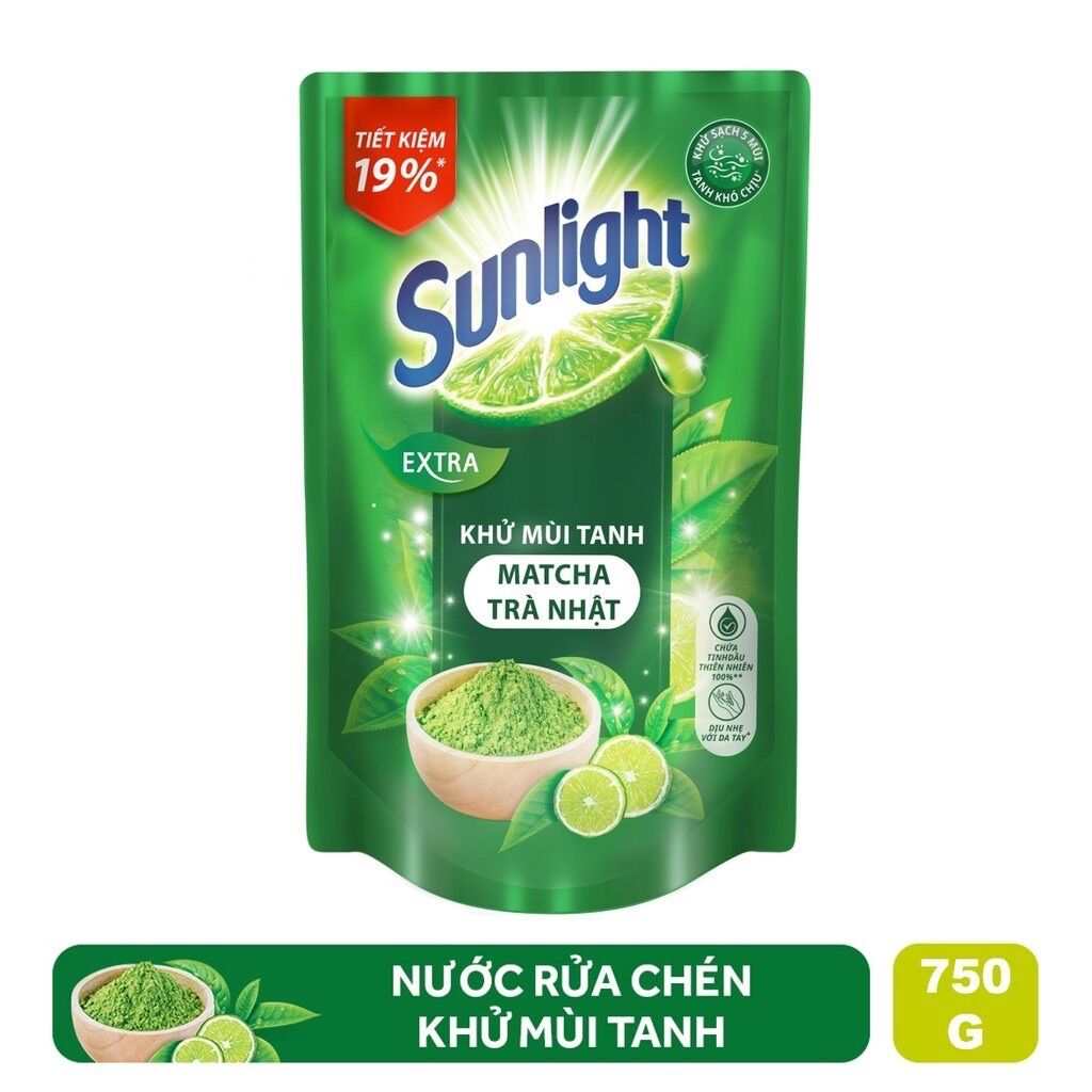 Nước rửa chén Túi Sunlight 750ml trà xanh