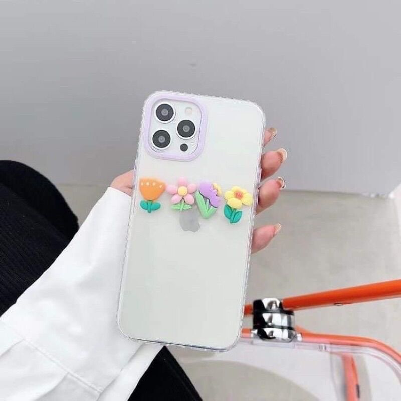 [HCM]Ốp lưng iphone full viền Hoa nhí Tím