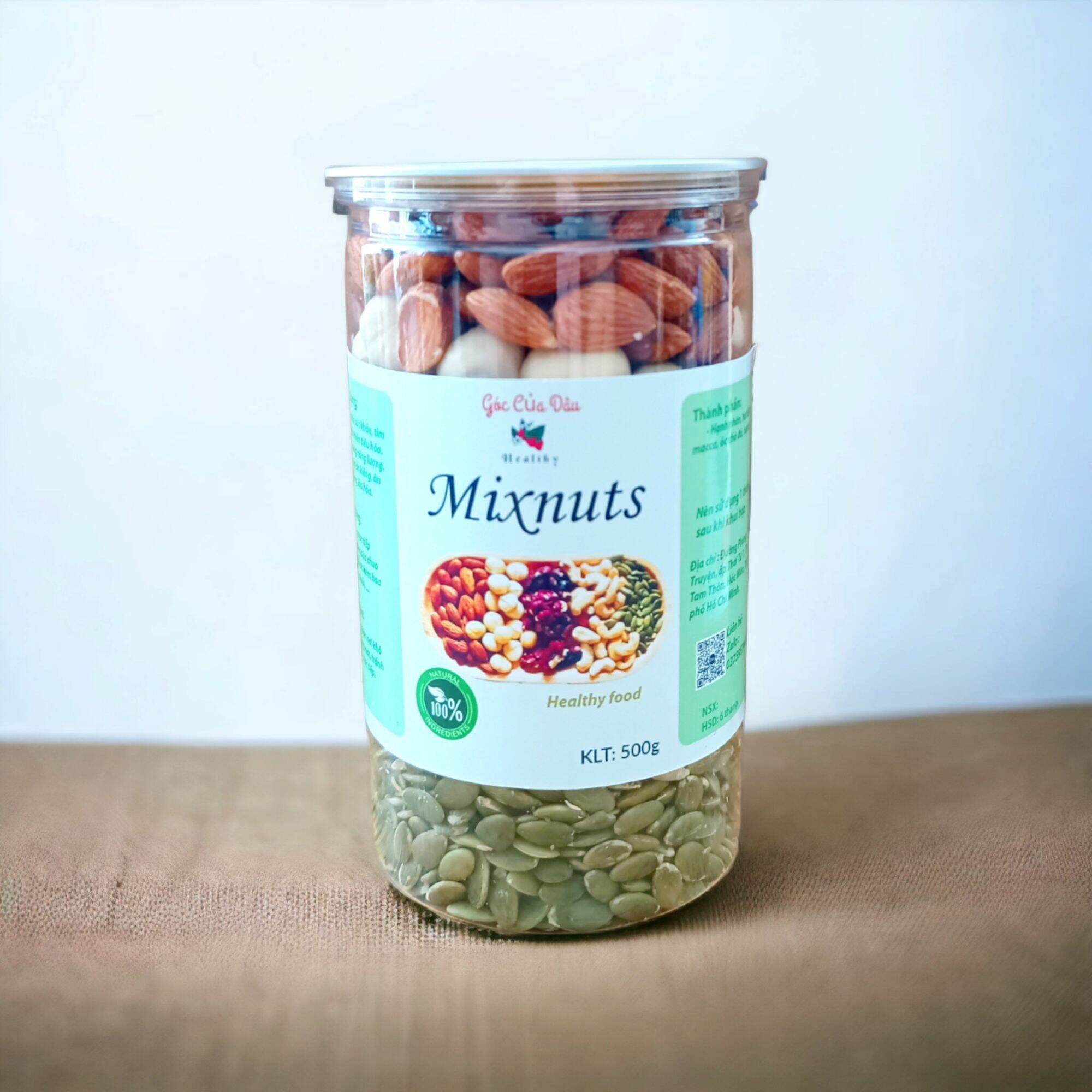 Mix 5 hạt Dinh Dưỡng Không Đường (Óc chó Đỏ, Macca, bí, điều, hạnh nhân) 500g