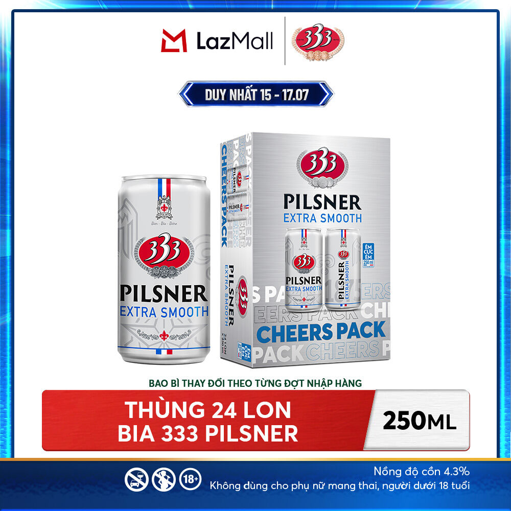 Nồng độ cồn 4.3% - Thùng 24 Bia 333 Pilsner 250ml