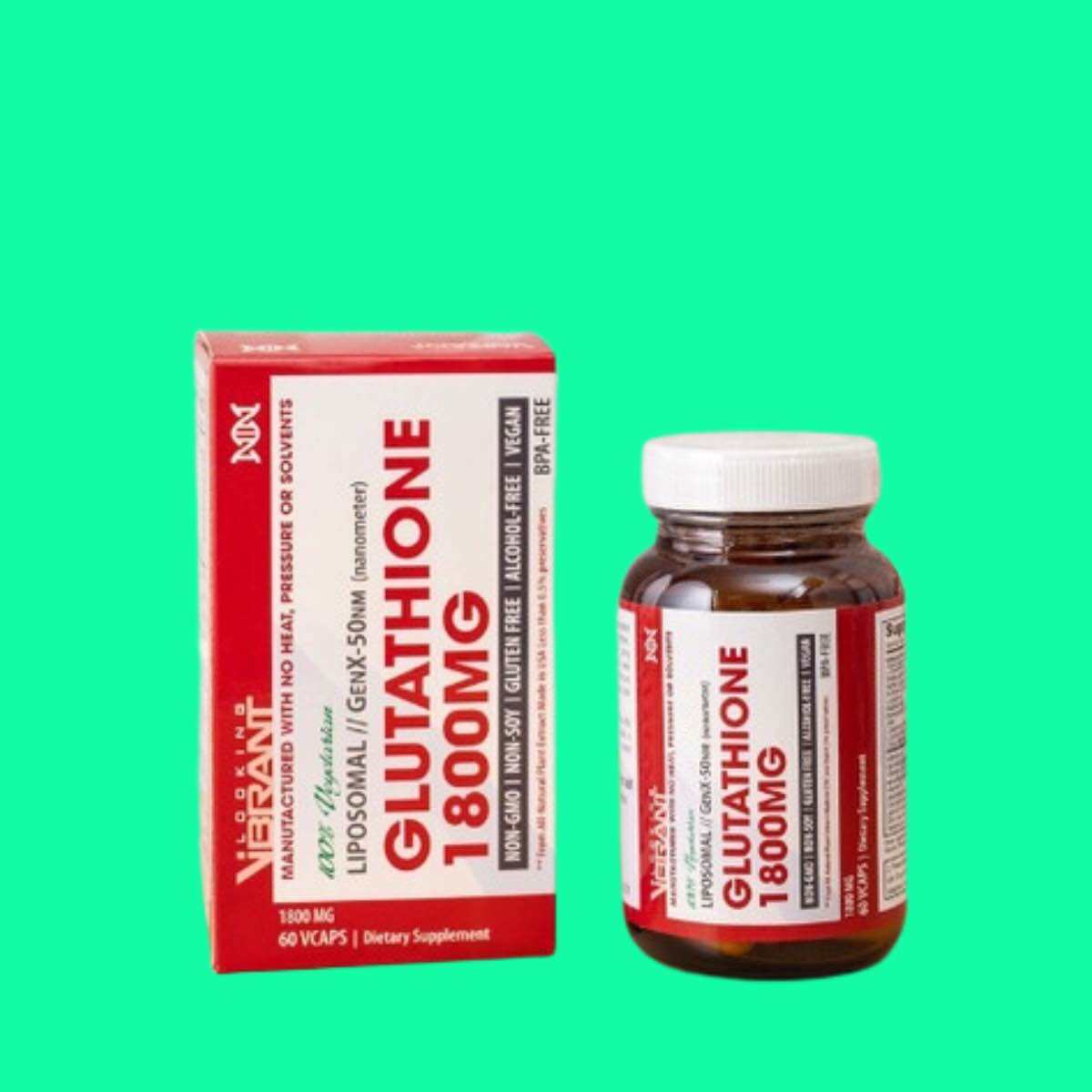 Glutathione 1800mg Vibrant nhập khẩu Mỹ hộp 60 viên