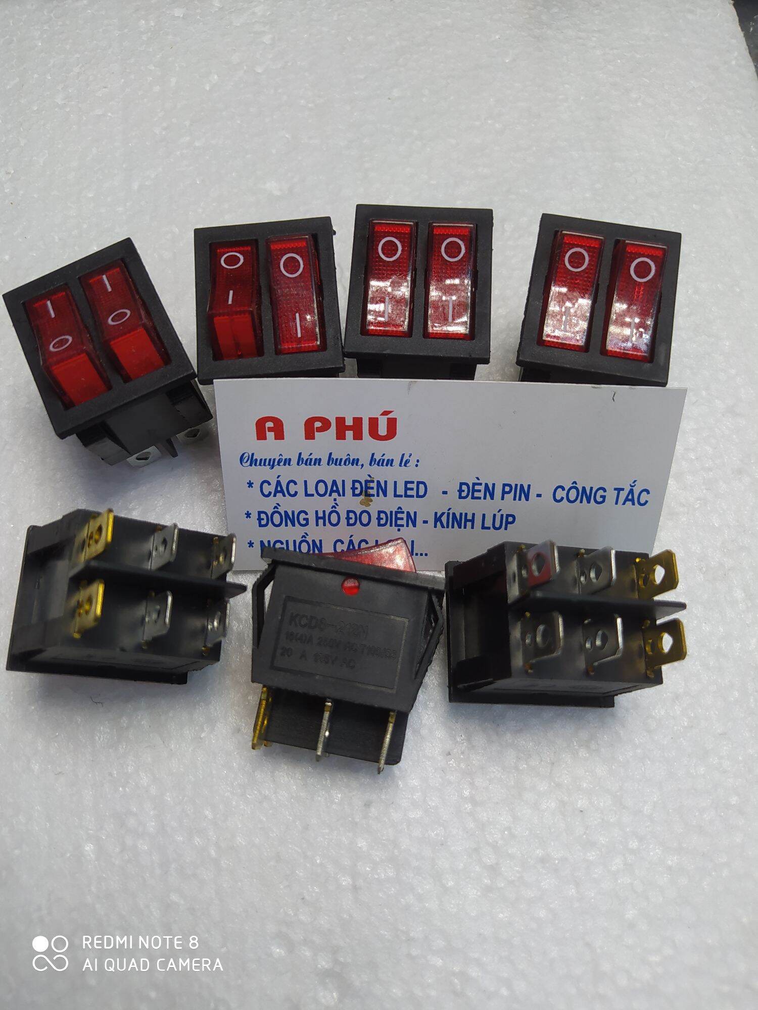 5 Công tắc Đôi có đèn 6 chân màu đỏ