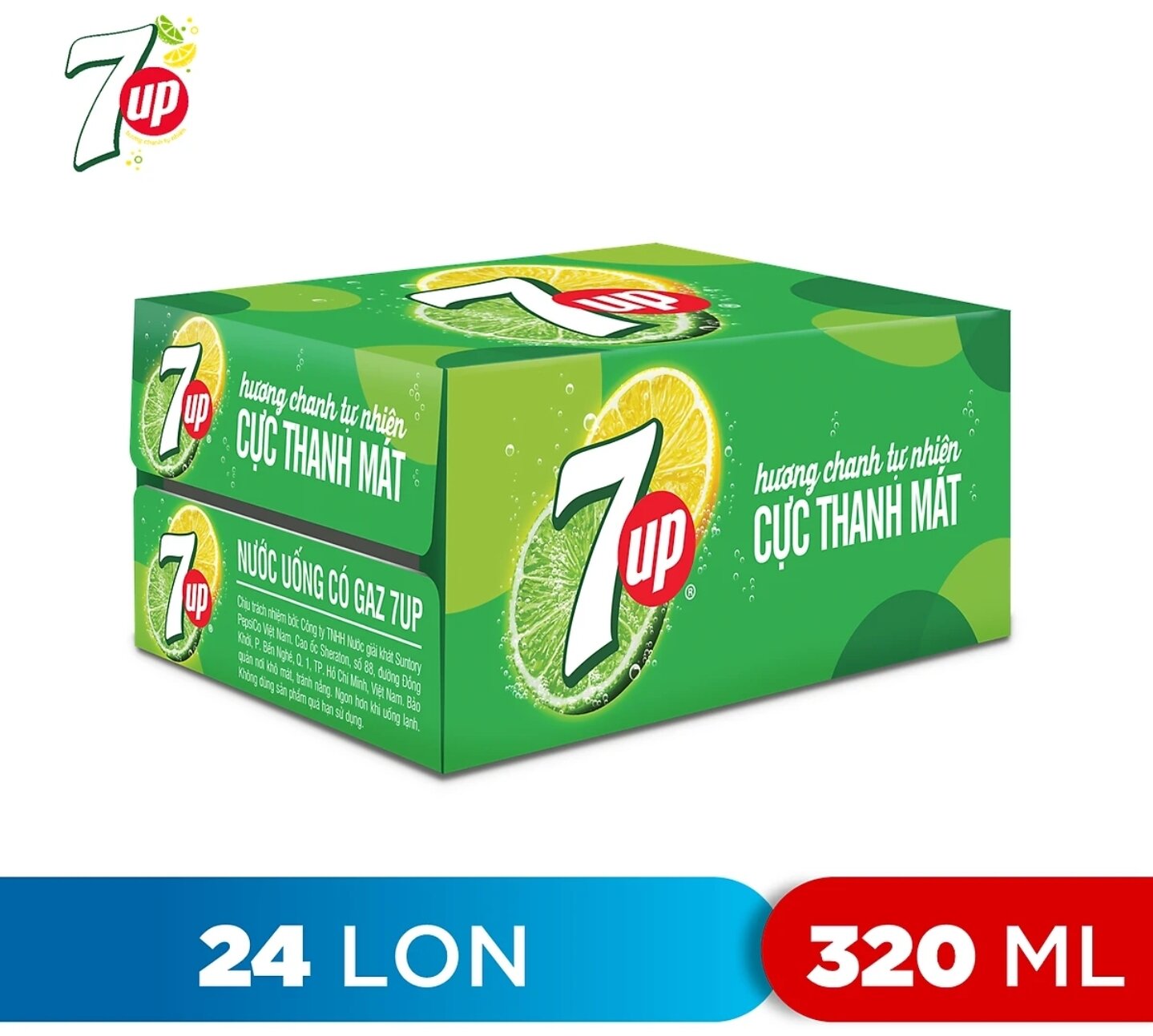 (Thùng 24 lon) Nước ngọt 7Up 320ml