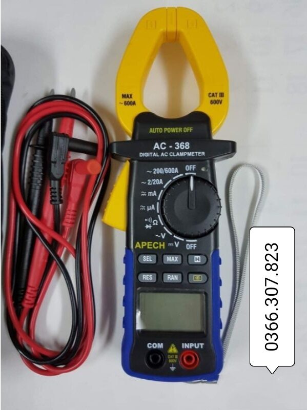 [Hcm]Ampere Clamp Meter for Measuring Ac Current Apech Ac-368 (600A)