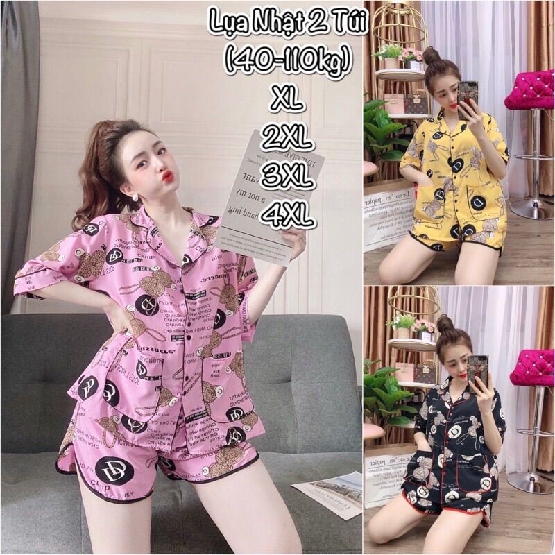 Đồ bộ lụa nhật 2 túi cao cấp - bộ đùi