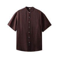 DUKEEN | Áo Sơ Mi Tencel Linen Cổ Trung Hoa Tay Ngắn Ánh Sáng Thoáng Mát Phong Cách Hỗn Hợp Hiện Đại Retro