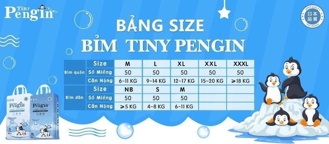 Tã, bỉm dán, quần Tiny Pengin đủ size S M L XL XXL XXXL50