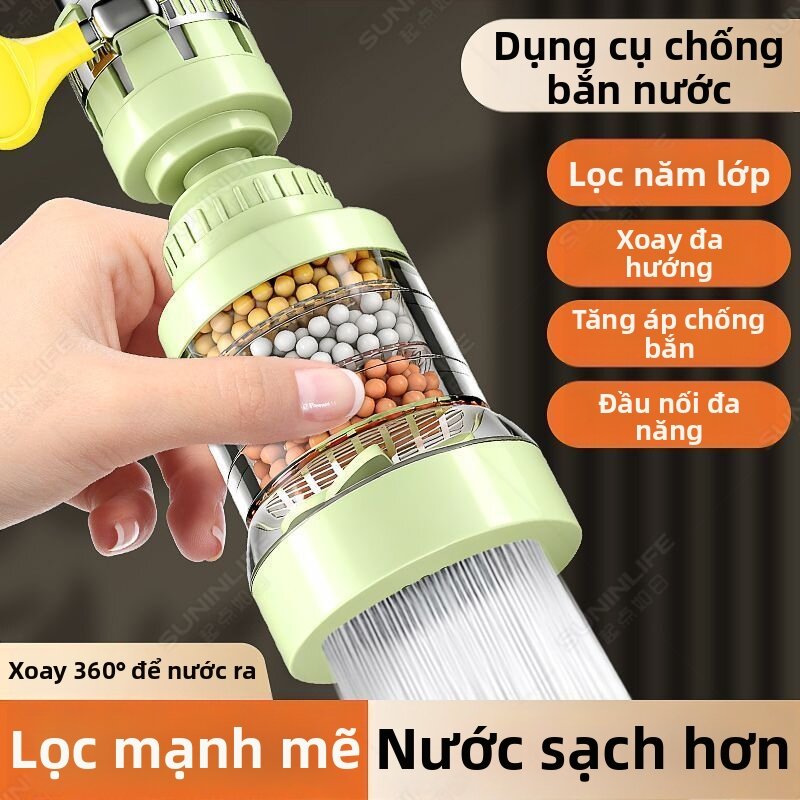 SUNINLIFE | Vòi Lọc Chống Bắn Có Thể Rửa Đa Năng 360 Độ
