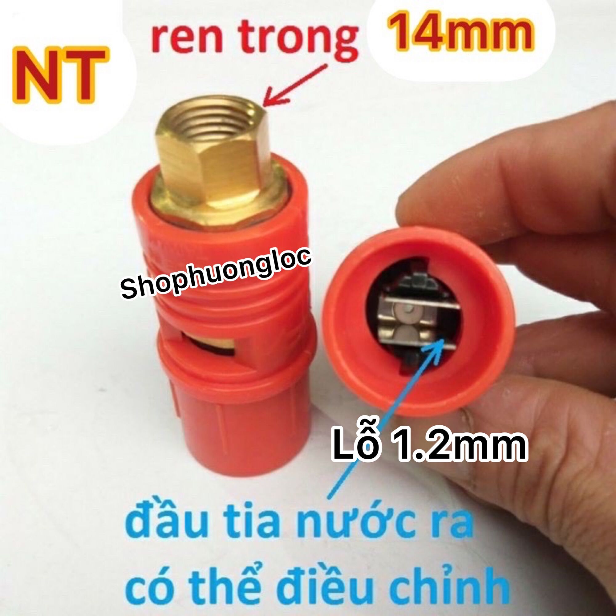 Béc rửa xe mỏ vịt cao áp có chỉnh tia lõi sứ siêu bền lỗ 1.2