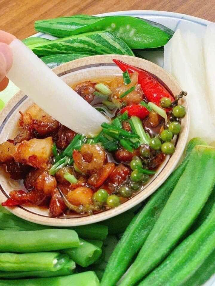 KHO QUẸT TÔM NÕN THỊT BẰM ,TÓP MỠ