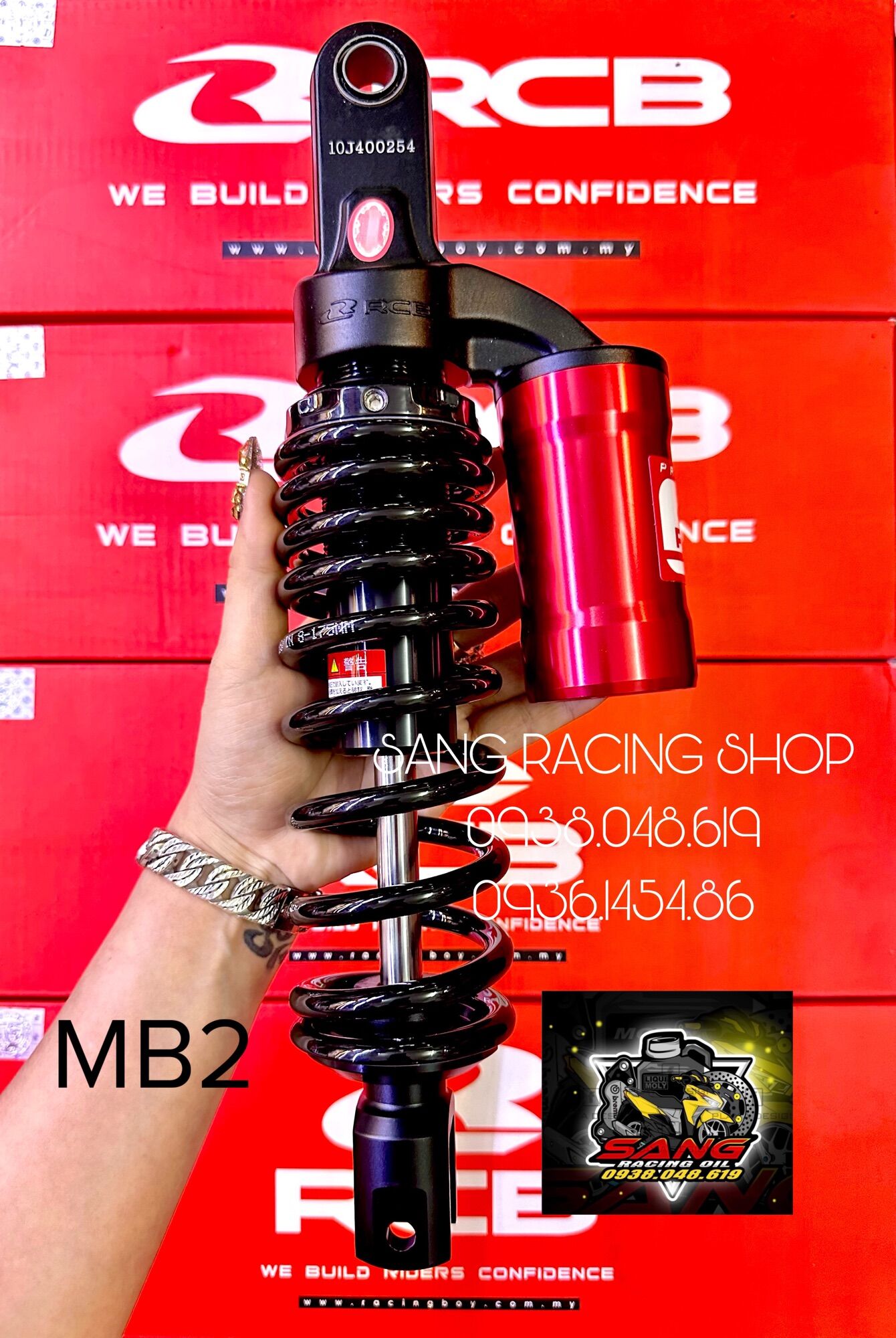 Phuộc RCB Mb2 ti trắng bình dầu đỏ cho Vario/Click/Vision/Shmode/Beat....