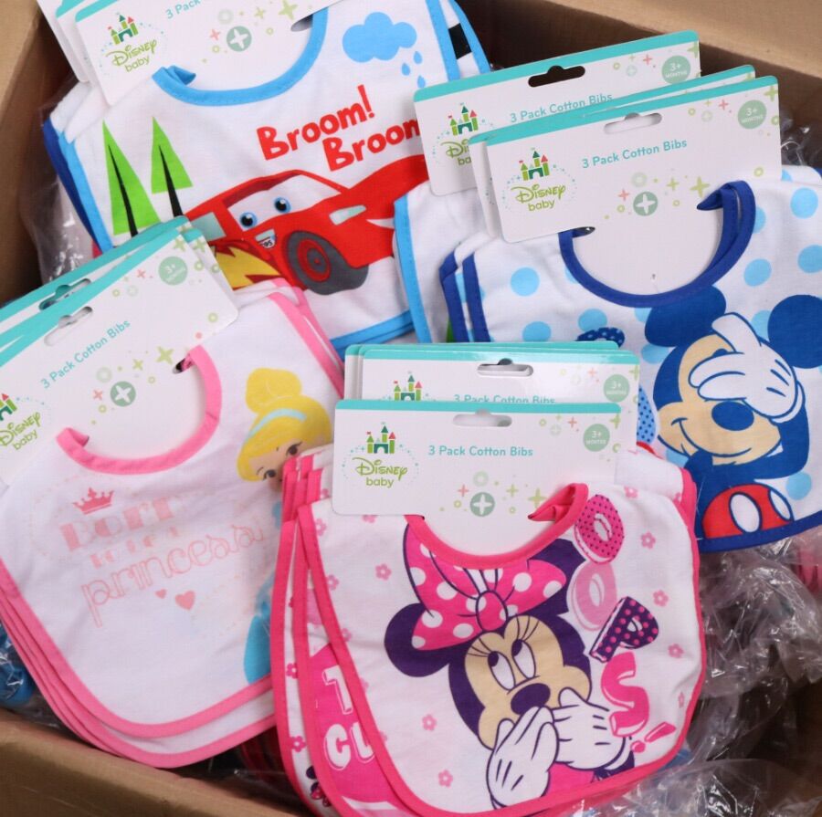 Xuất dư Disney!!! Set 3 yếm baby cotton 2 lớp có chống thấm xuất dư cho bé trai bé gái onweb ~13$