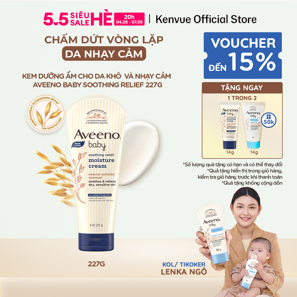 Kem dưỡng ẩm cho da khô và nhạy cảm Aveeno soothing relief 227g