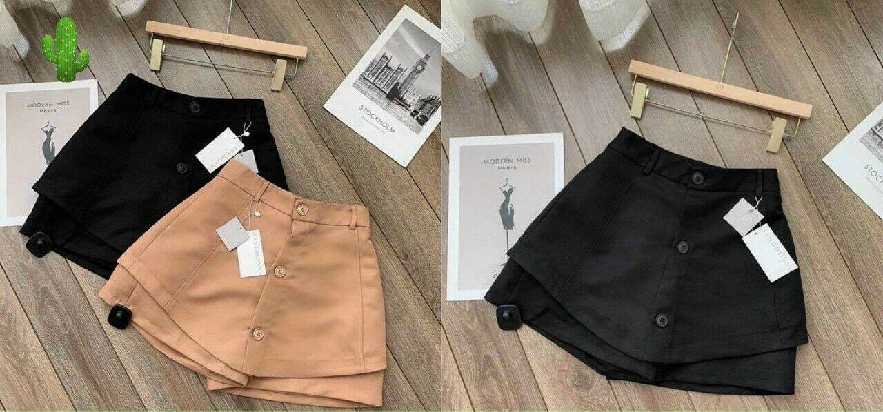 CHÂN VÁY KAKI NÚT PHỐI GIẢ QUẦN