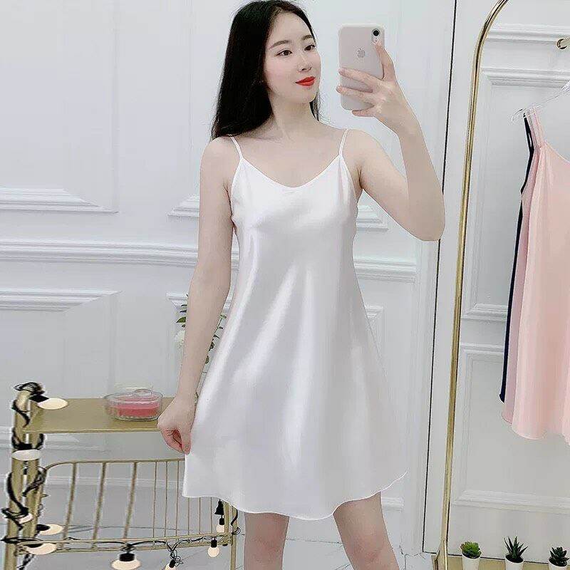 váy lụa trơn hai dây đẹp cao cấp, đầm ngủ