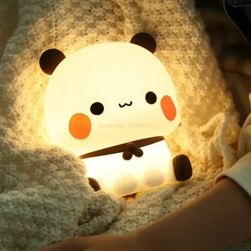 15cm BuBu và DUDU ánh sáng ban đêm đèn Kawaii yier LED Đèn ngủ gấu trúc gấu đèn cạnh giường ngủ phòng ngủ phòng khách trang trí quà tặng đồ chơi