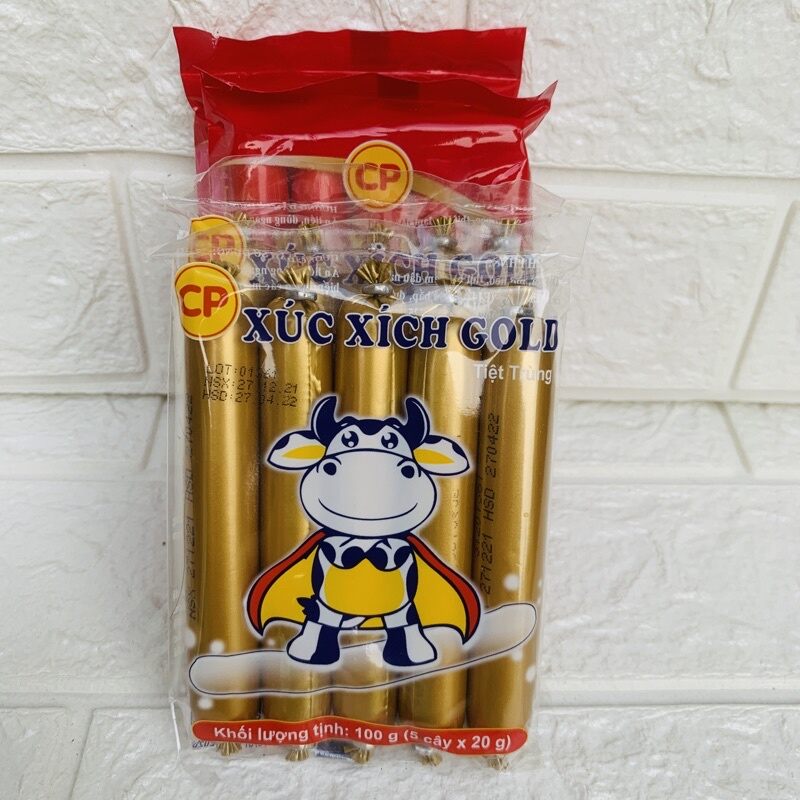 1/7 xúc xích bò/heo tiệt trùng gold c.p gói 200g