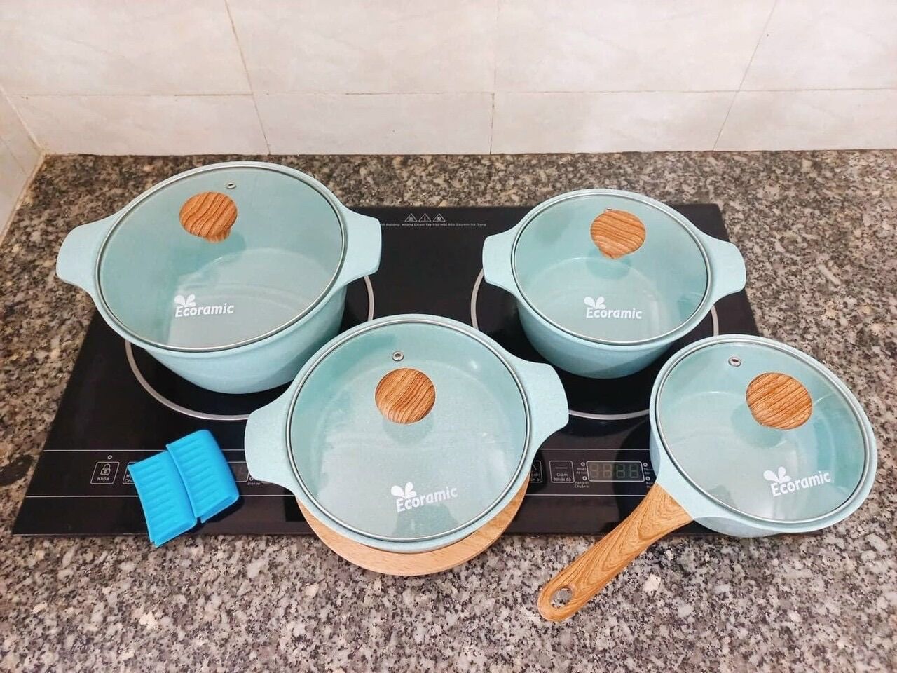 BỘ NỒI ĐÚC 4 MÓN PLATINUM ĐÁY TỪ (quánh16,nồi18, nồi thấp20,nồi 22cm)