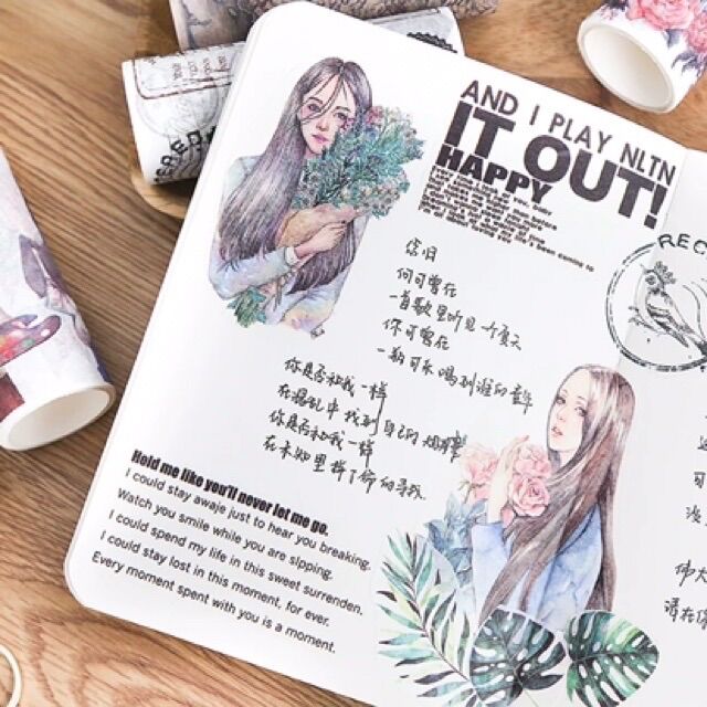 Washi tape trang trí nhiều phong cách, 10cm 🌿