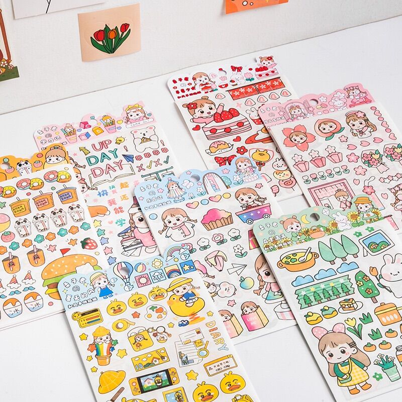 Set 4 tờ sticker dán trang trí siêu dễ thương