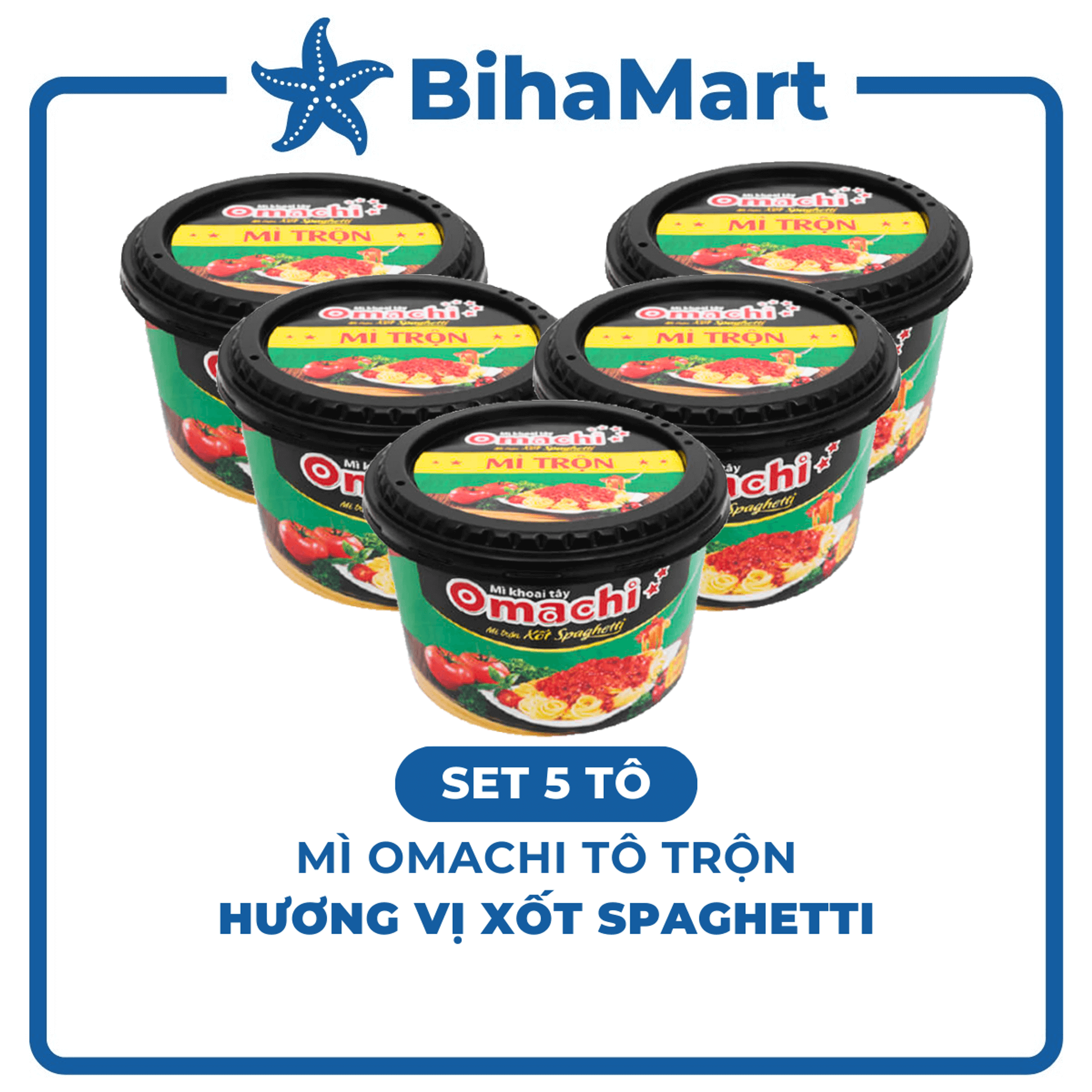 [SET 5 TÔ] - MASAN - Omachi tô trộn hương vị Xốt Spaghetti (105g/tô) - Mì tô Omachi, Mì trộn Omachi 