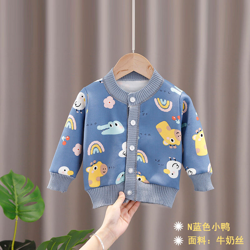 Áo Cardigan Trẻ Em Áo Trẻ Em Nam Nữ Mùa Xuân Thu Đông Quần Áo Dệt Kim Lót Lông Áo Mặc Trong Trẻ Sơ Sinh Áo Khoác Áo Lót Giữ Ấm