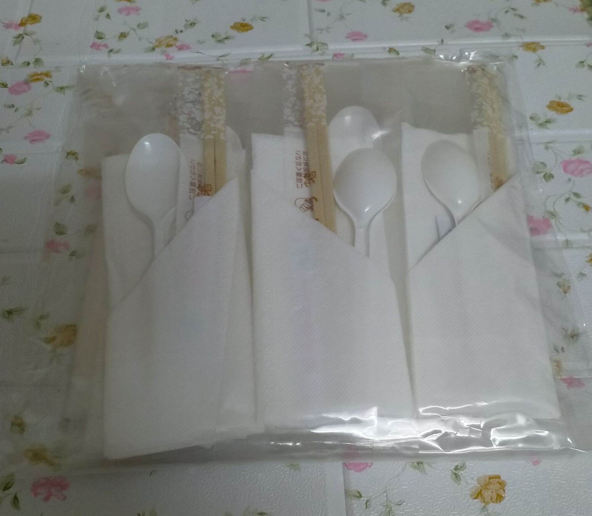 [HCM][Hàng Tốt] Combo1: 10 Bộ Đũa Gỗ+Muỗng+Khăn giấy khô+Tăm tre dùng 1 lần