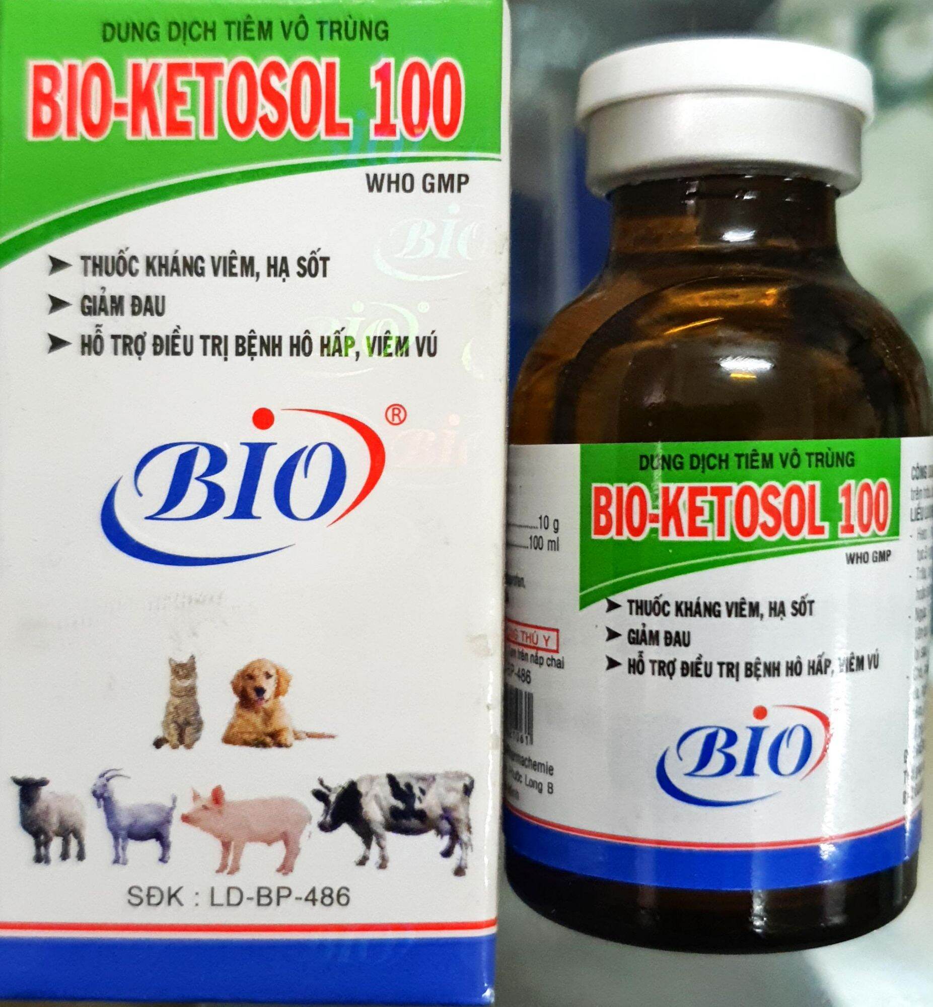 Bio Ketosol 100 (20ml) - Ketoprofen 10% giảm đau, hạ sốt, giảm phù nề, chống viêm cho gà đá, thú cưng