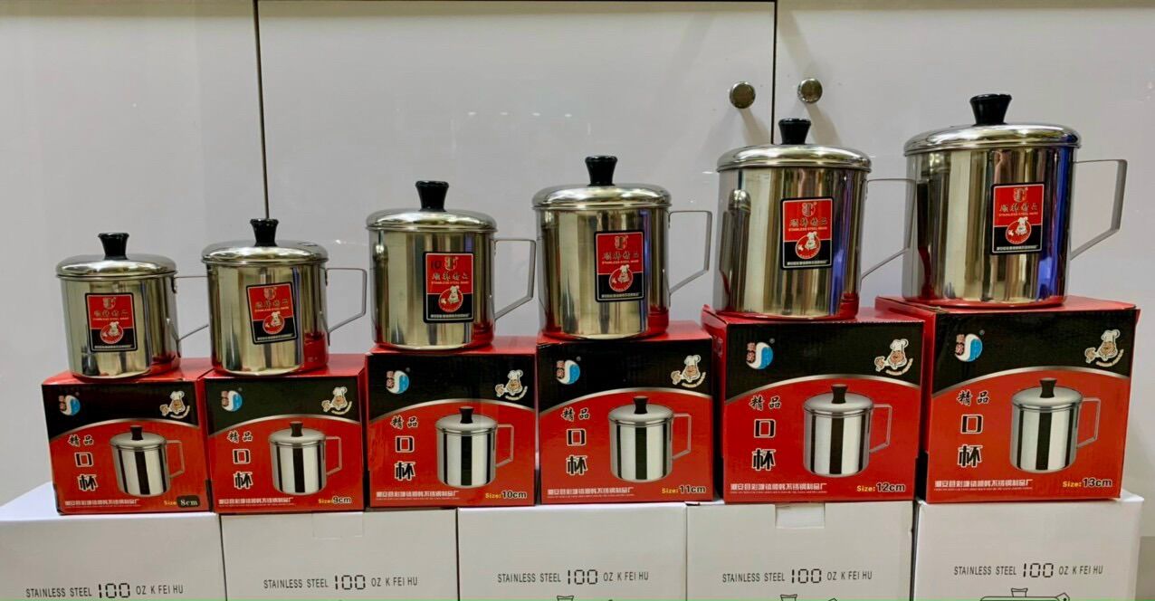 Ca uống nước inox có nắp đường kính 11cm,12cm,13cm