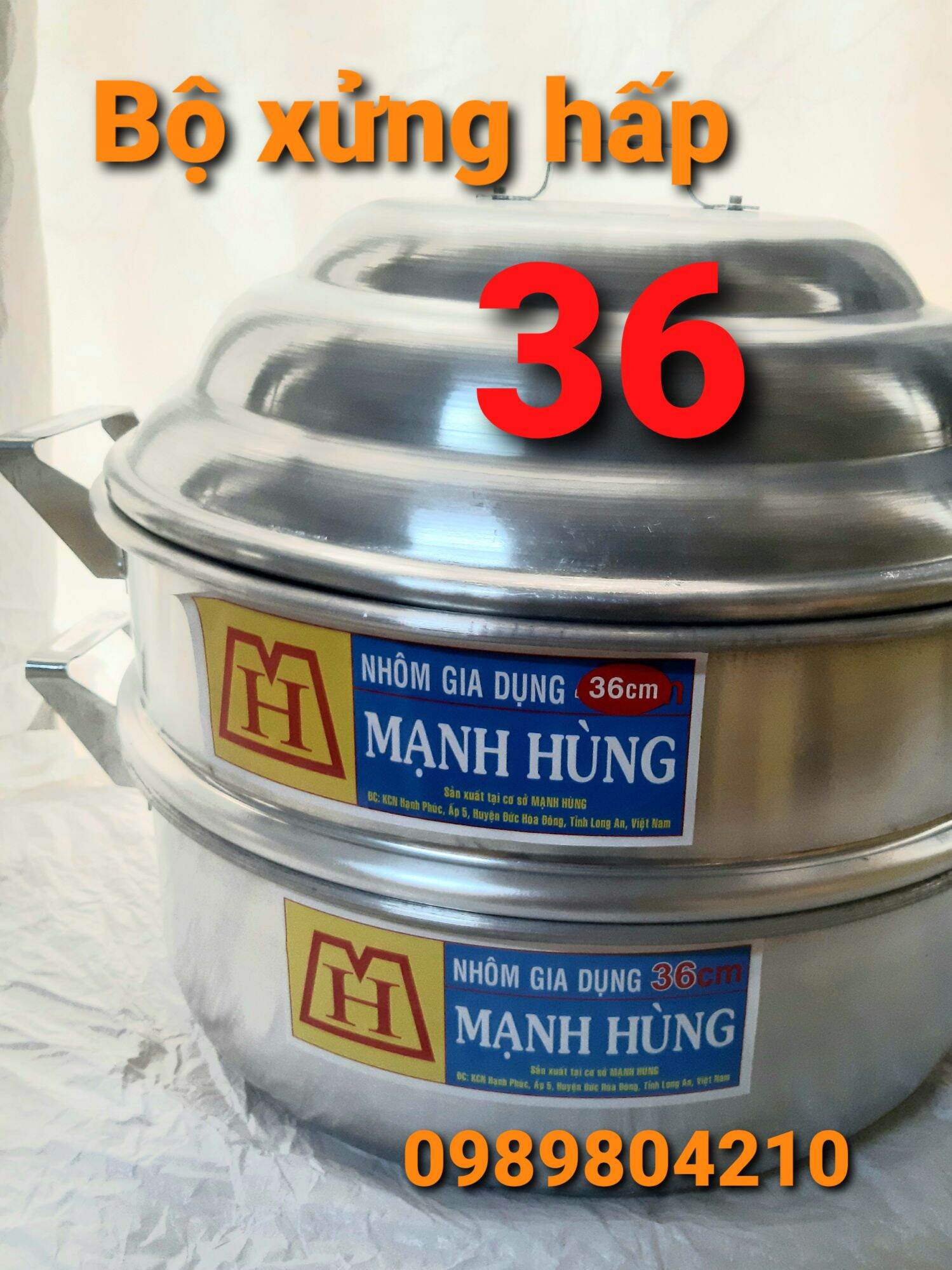 Bộ xửng hấp nhôm Mạnh Hùng size 36 ,bộ xửng hấp bánh 2tầng ,xửng hấp bánh bao,rau,củ,quả,hải sản