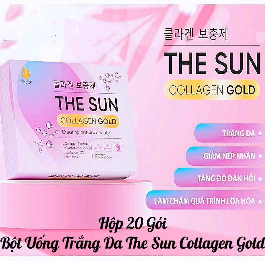 The Sun Collagen Gold Hộp 20 Gói , Bột Uống Trắng Da , Đẹp Da , Tăng Độ Đàn Hồi Cho Da