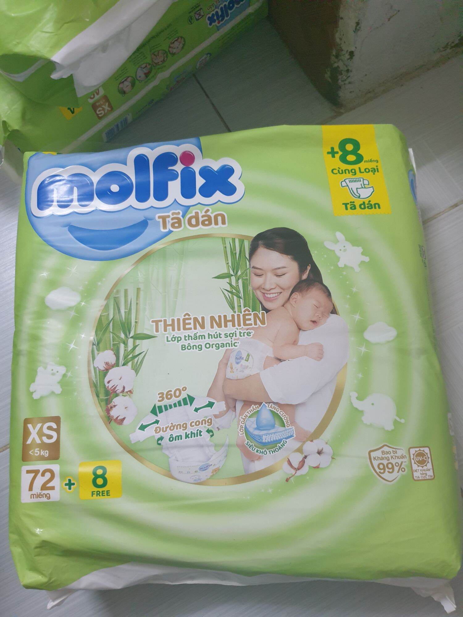 tả dán sơ sinh Molfix size XS 80 miếng
