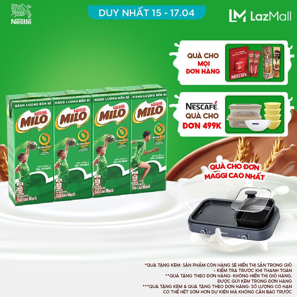 Lốc 4 Hộp sữa MILO 180ml